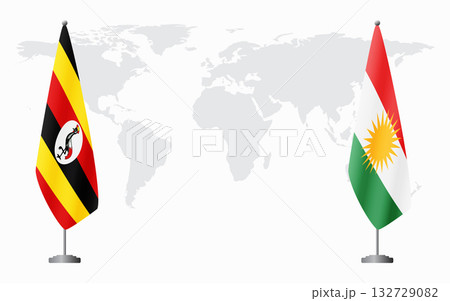Uganda and Kurdistan flags for official meeting Uganda and Kurdistan flags for official meeting 132729082