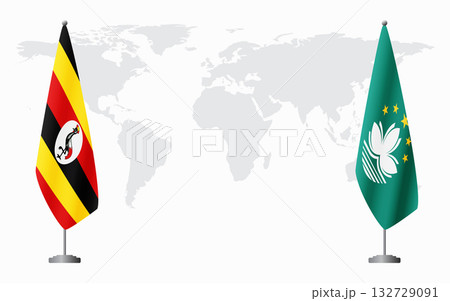 Uganda and Macau flags for official meeting Uganda and Macau flags for official meeting 132729091