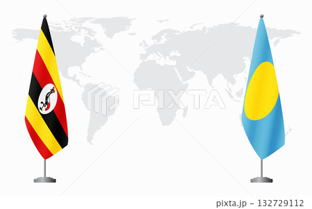 Uganda and Palau flags for official meeting Uganda and Palau flags for official meeting 132729112