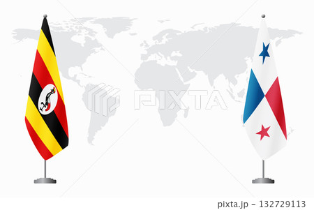Uganda and Panama flags for official meeting 132729113