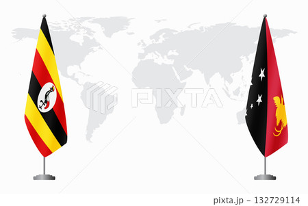 Uganda and Papua New Guinea flags for official meeting 132729114