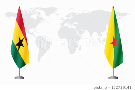 Ghana and French Guiana flags for official meeting 132729141