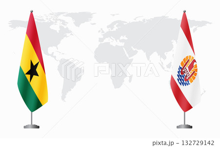 Ghana and French Polynesia flags for official meeting 132729142