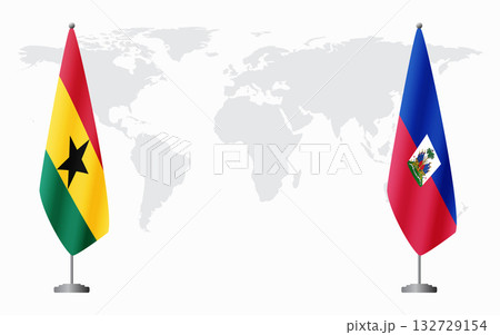 Ghana and Haiti flags for official meeting 132729154