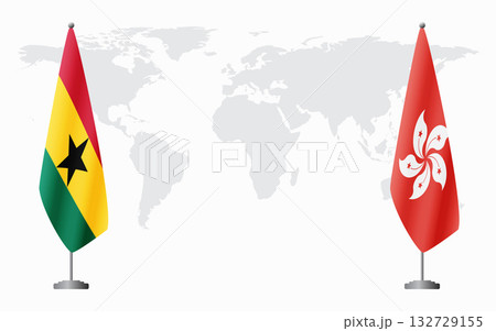 Ghana and Hong Kong flags for official meeting 132729155