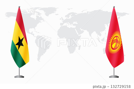 Ghana and Kyrgyzstan flags for official meeting 132729158
