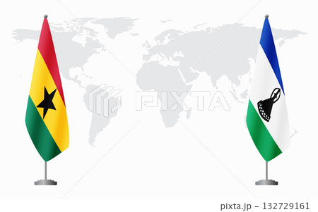 Ghana and Lesotho flags for official meeting 132729161