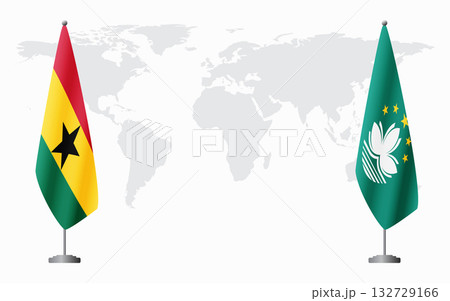 Ghana and Macau flags for official meeting 132729166