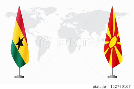 Ghana and Northern Macedonia flags for official meeting 132729167