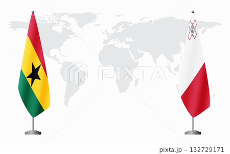 Ghana and Malta flags for official meeting 132729171