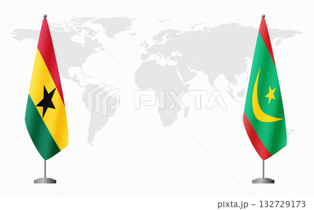 Ghana and Mauritania flags for official meeting Ghana and Mauritania flags for official meeting 132729173
