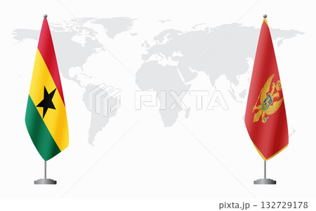 Ghana and Montenegro flags for official meeting 132729178