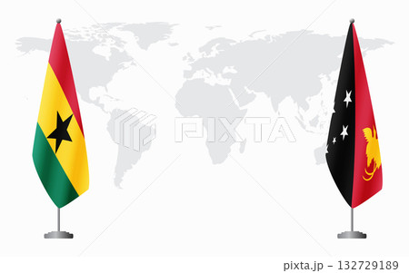 Ghana and Papua New Guinea flags for official meeting Ghana and Papua New Guinea flags for official meeting 132729189