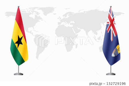 Ghana and Saint Helena flags for official meeting 132729196