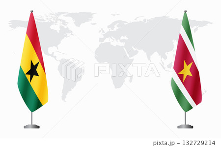 Ghana and Suriname flags for official meeting 132729214