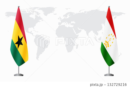 Ghana and Tajikistan flags for official meeting Ghana and Tajikistan flags for official meeting 132729216