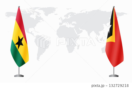 Ghana and East Timor flags for official meeting 132729218