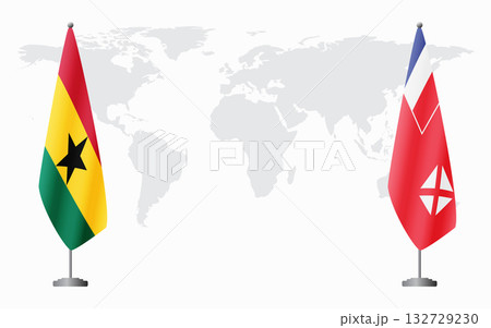 Ghana and Wallis and Futuna flags for official meeting 132729230