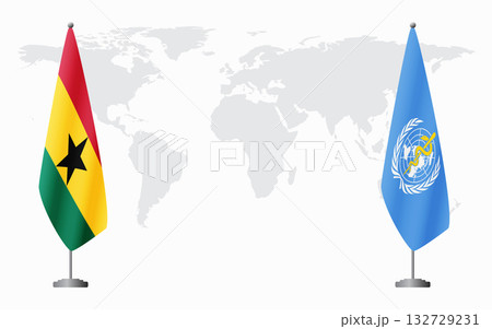 Ghana and World Health Organization flags for official m Ghana and World Health Organization flags for official m 132729231