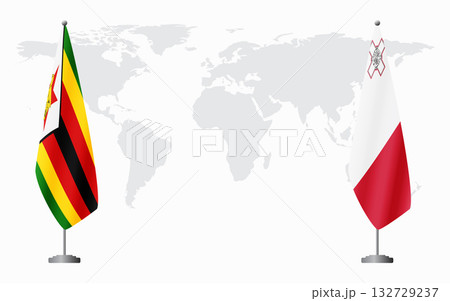 Zimbabwe and Malta flags for official meeting Zimbabwe and Malta flags for official meeting 132729237