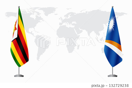 Zimbabwe and Marshall Islands flags for official meeting 132729238