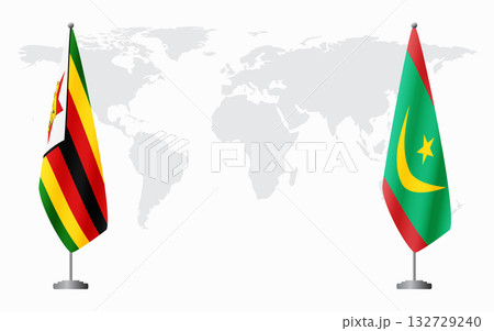 Zimbabwe and Mauritania flags for official meeting 132729240