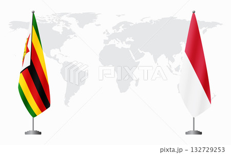 Zimbabwe and Monaco flags for official meeting Zimbabwe and Monaco flags for official meeting 132729253