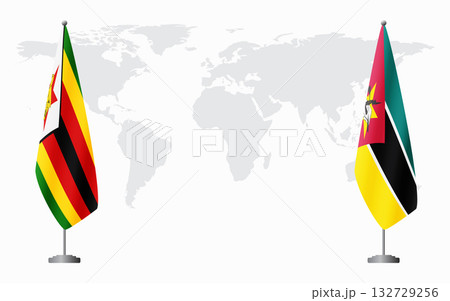 Zimbabwe and Mozambique flags for official meeting 132729256