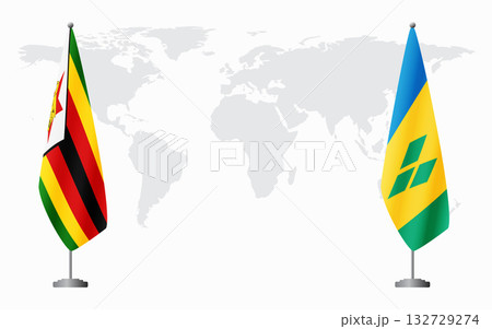 Zimbabwe and Saint Vincent and the Grenadines flags for off 132729274