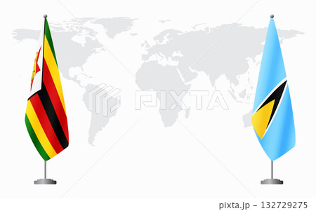 Zimbabwe and Saint Lucia flags for official meeting 132729275