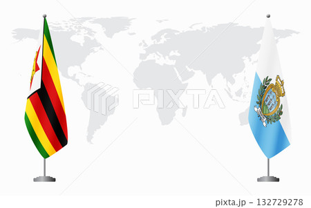 Zimbabwe and San Marino flags for official meeting 132729278