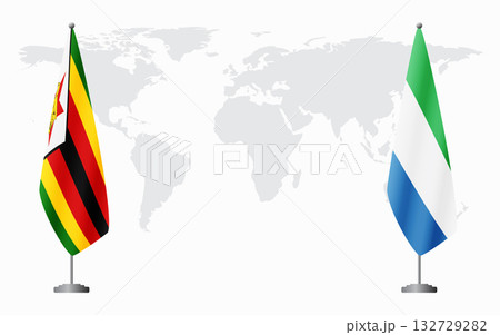 Zimbabwe and Sierra Leone flags for official meeting 132729282