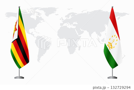 Zimbabwe and Tajikistan flags for official meeting 132729294