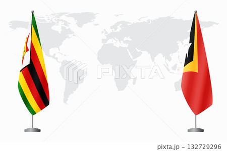 Zimbabwe and East Timor flags for official meeting 132729296