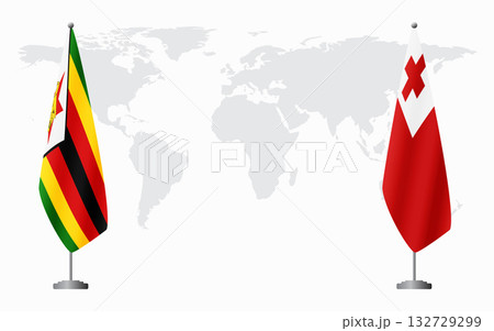 Zimbabwe and Tonga flags for official meeting 132729299