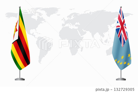 Zimbabwe and Tuvalu flags for official meeting 132729305
