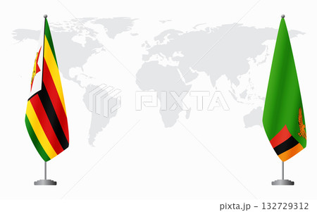 Zimbabwe and Zambia flags for official meeting 132729312