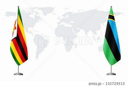 Zimbabwe and Zanzibar flags for official meeting 132729313