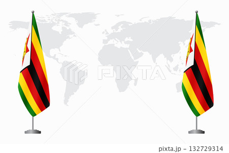 Zimbabwe and Zimbabwe flags for official meeting 132729314