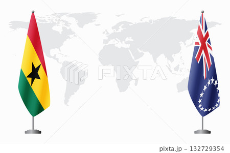 Ghana and Cook Islands flags for official meeting 132729354