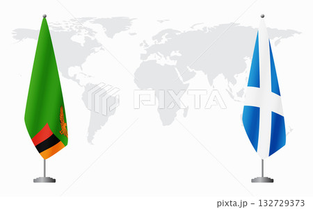 Zambia and Scotland flags for official meeting Zambia and Scotland flags for official meeting 132729373