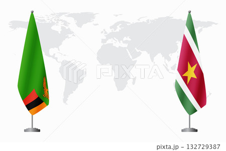 Zambia and Suriname flags for official meeting Zambia and Suriname flags for official meeting 132729387