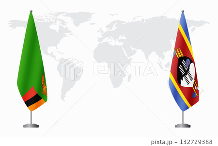 Zambia and Kingdom of eSwatini - Swaziland flags for offi 132729388