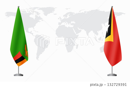 Zambia and East Timor flags for official meeting 132729391