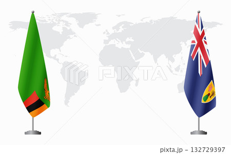 Zambia and Turks and Caicos flags for official meeting Zambia and Turks and Caicos flags for official meeting 132729397