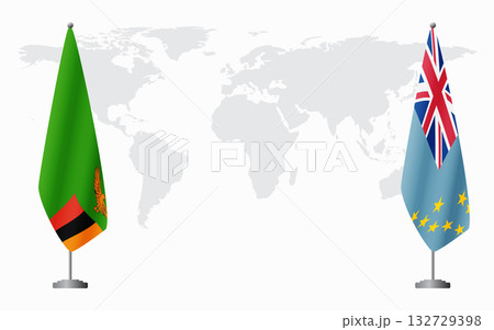 Zambia and Tuvalu flags for official meeting Zambia and Tuvalu flags for official meeting 132729398