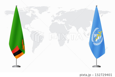 Zambia and World Health Organization flags for official m Zambia and World Health Organization flags for official m 132729401