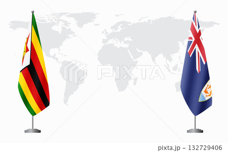 Zimbabwe and Anguilla flags for official meeting 132729406