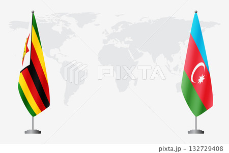 Zimbabwe and Azerbaijan flags for official meeting 132729408