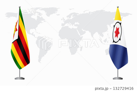 Zimbabwe and Bonaire flags for official meeting Zimbabwe and Bonaire flags for official meeting 132729416
